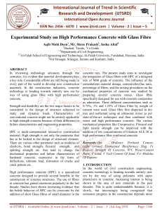 Experimental Study on High Performance Concrete with Glass Fibre