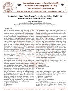 Control of Three Phase Shunt Active Power Filter SAPF by Instantaneous Reactive Power Theory