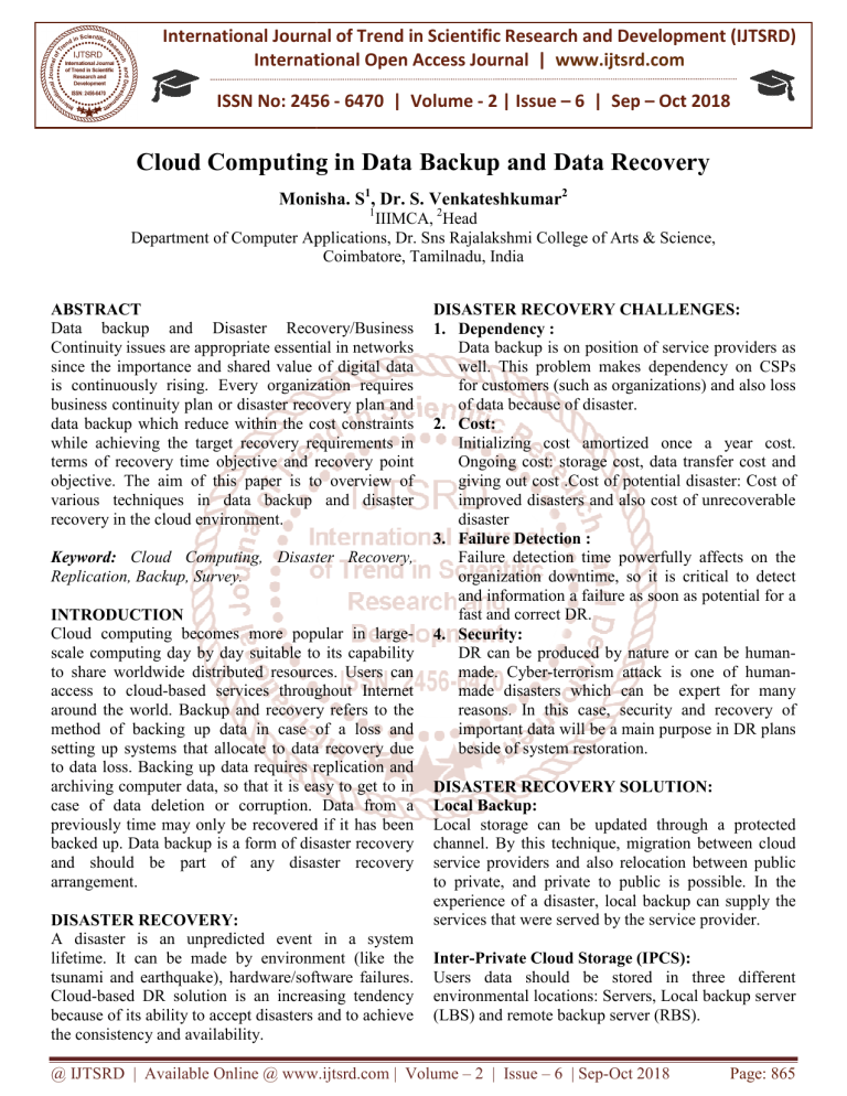 research paper on data recovery