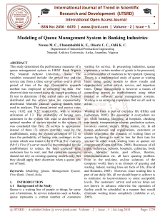 Modeling of Queue Management System in Banking Industries