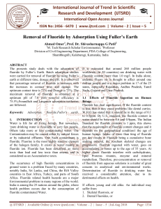 Removal of Fluoride by Adsorption Using Fuller's Earth