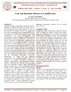 Coal Ash Bentonite Mixture as Landfill Liner