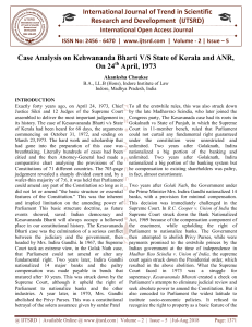 Case Analysis on Kehwananda Bharti V S State of Kerala and ANR, On 24th April, 1973