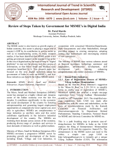 Review of Steps Taken by Government for MSME's in Digital India