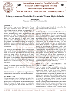Raising Awareness Needed for Protect the Women Rights in India