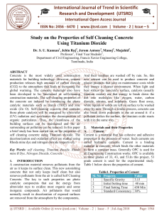 Study on the Properties of Self Cleaning Concrete Using Titanium Dioxide