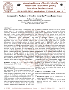 Comparative Analysis of Wireless Security Protocols and Issues