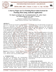 A Survey Paper on Car Parking Reservation System for Parking Slots using Android Application