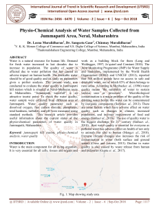 Physio Chemical Analysis of Water Samples Collected from Jummapatti Area, Neral, Maharashtra