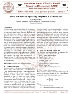 Effect of Lime on Engineering Properties of Cohesive Soil