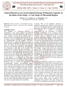 Natural Resources in Unconventional Energy Production Capacity on the Basis of the Study A Case Study of Mirzachul Region