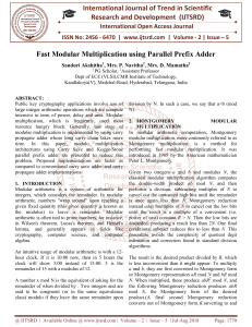 Fast Modular Multiplication using Parallel Prefix Adder