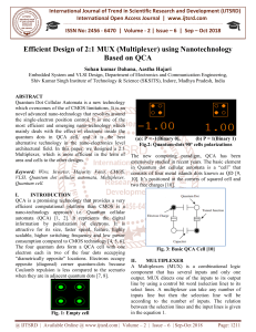 Efficient Design of 2 1 MUX Multiplexer using Nanotechnology Based on QCA