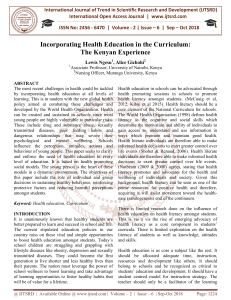 Incorporating Health Education in the Curriculum The Kenyan Experience