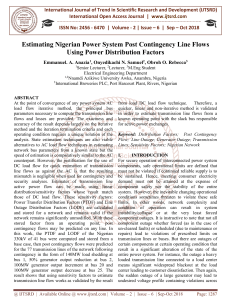 Estimating Nigerian Power System Post Contingency Line Flows Using Power Distribution Factors