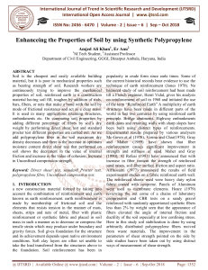 Enhanceing the Properties of Soil by using Synthetic Polypropylene
