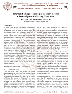 Internet of Things Technologies for Smart Towns A Remote System for Making Town Smart