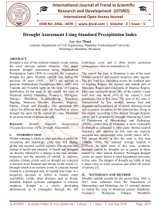 Drought Assessment Using Standard Precipitation Index