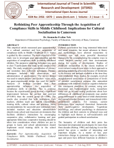 Rethinking Peer Apprenticeship Through the Acquisition of Compliance Skills in Middle Childhood Implications for Cultural Socialisation in Cameroon