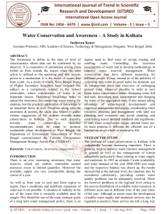 Water Conservation and Awareness - A Study in Kolkata