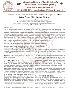 Comparison of Two Compensation Control Strategies for Shunt Active Power Filter in three Systems