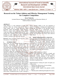 Research on the Talent Athletes and Effective Management Training for Complete Competition