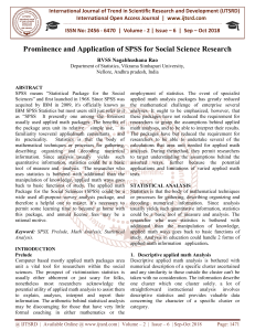 Prominence and Application of SPSS for Social Science Research