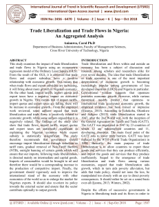 Trade Liberalization and Trade Flows in Nigeria An Aggregated Analysis