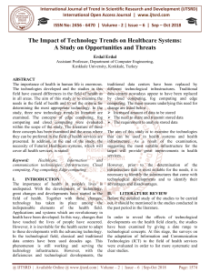 The Impact of Technology Trends on Healthcare Systems A Study on Opportunities and Threats