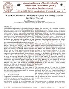 A Study of Professional Attributes required by Culinary Students for Career Abroad