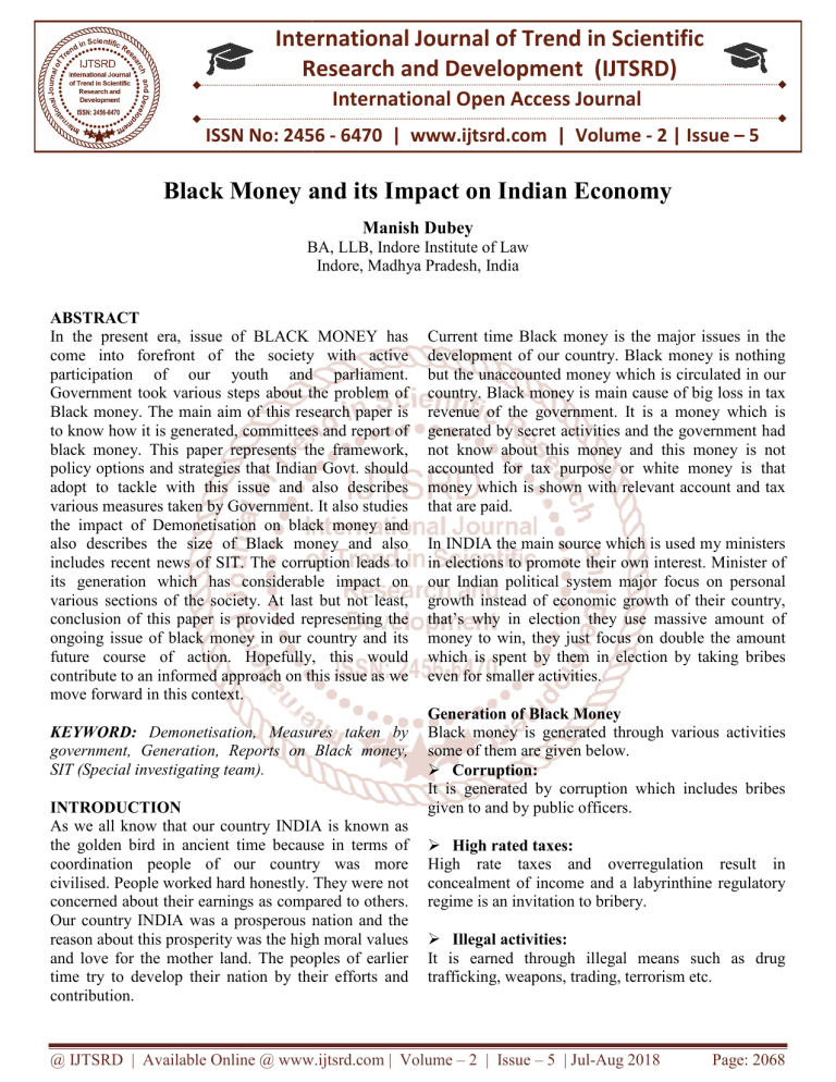 write essay on black money and indian economy pdf