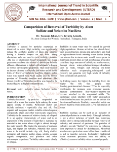 Comparision of Removal of Turbidity by Alum Sulfate and Nelumbo Nucifera