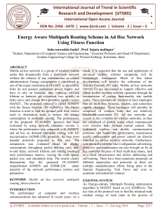Energy Aware Multipath Routing Scheme in Ad Hoc Network Using Fitness Function