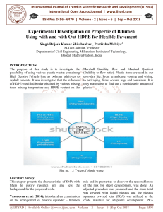 Experimental Investigation on Propertie of Bitumen Using with and with Out HDPE for Flexible Pavement