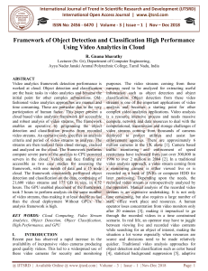 Framework of Object Detection and Classification High Performance Using Video Analytics in Cloud