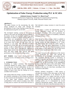 Optimization of Solar Energy Production using PLC and SCADA
