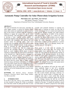 Automatic Pump Controller for Solar Photovoltaic Irrigation System