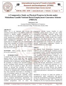 A Comparative Study on Physical Progress in Kerala under Mahathma Gandhi National Rural Employment Guarantee Scheme NREGS