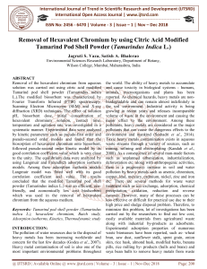 Removal of Hexavalent chromium by using citric acid modified Tamarind pod shell powder Tamarindus indica L.