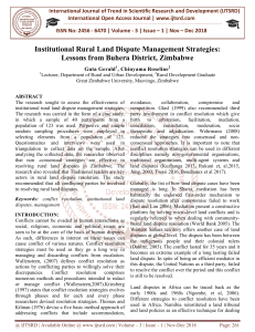 Institutional Rural Land Dispute Management Strategies Lessons from Buhera District, Zimbabwe