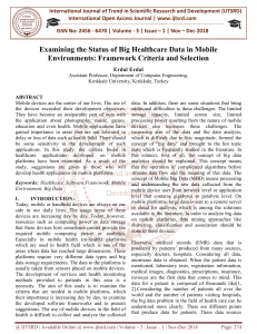 Examining the Status of Big Healthcare Data in Mobile Environments Framework Criteria and Selection