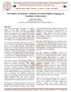 The Impact of Students' Attitude Towards English Language on Academic Achievement