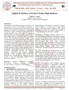 English Proficiency of Grade 9 Junior High Students