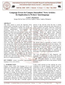 Language Errors in Campus Journalists' News Articles Its Implication to Writers' Interlanguage