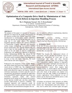 Optimization of a Composite Drive Shaft by Minimizaton of Sink Mark Defects in Injection Moulding Process