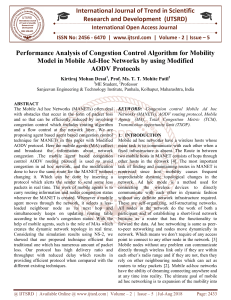 Performance Analysis of Congestion Control Algorithm for Mobility Model in Mobile Ad Hoc Networks by using Modified AODV Protocols