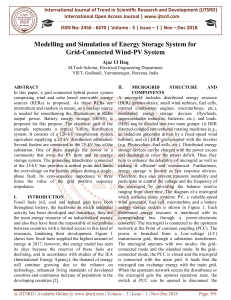 Modelling and Simulation of Energy Storage System for Grid Connected Wind PV System