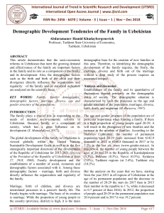 Demographic Development Tendencies of the Family in Uzbekistan