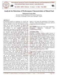 Analysis for Detection of Performance Characteristics of Diesel Fuel