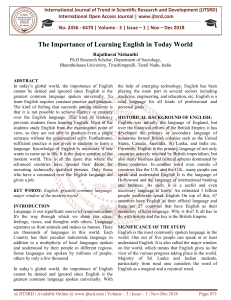 The Importance of Learning English in Today World